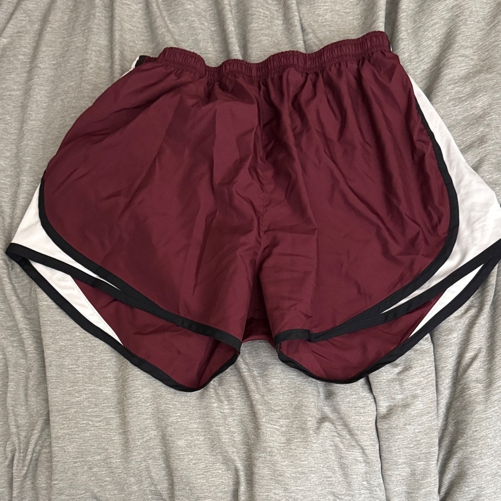 Women's Athletic Shorts in Burgundy and White
